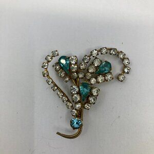 Vtg AUSTRIA ? rhinestone crystal spray brooch